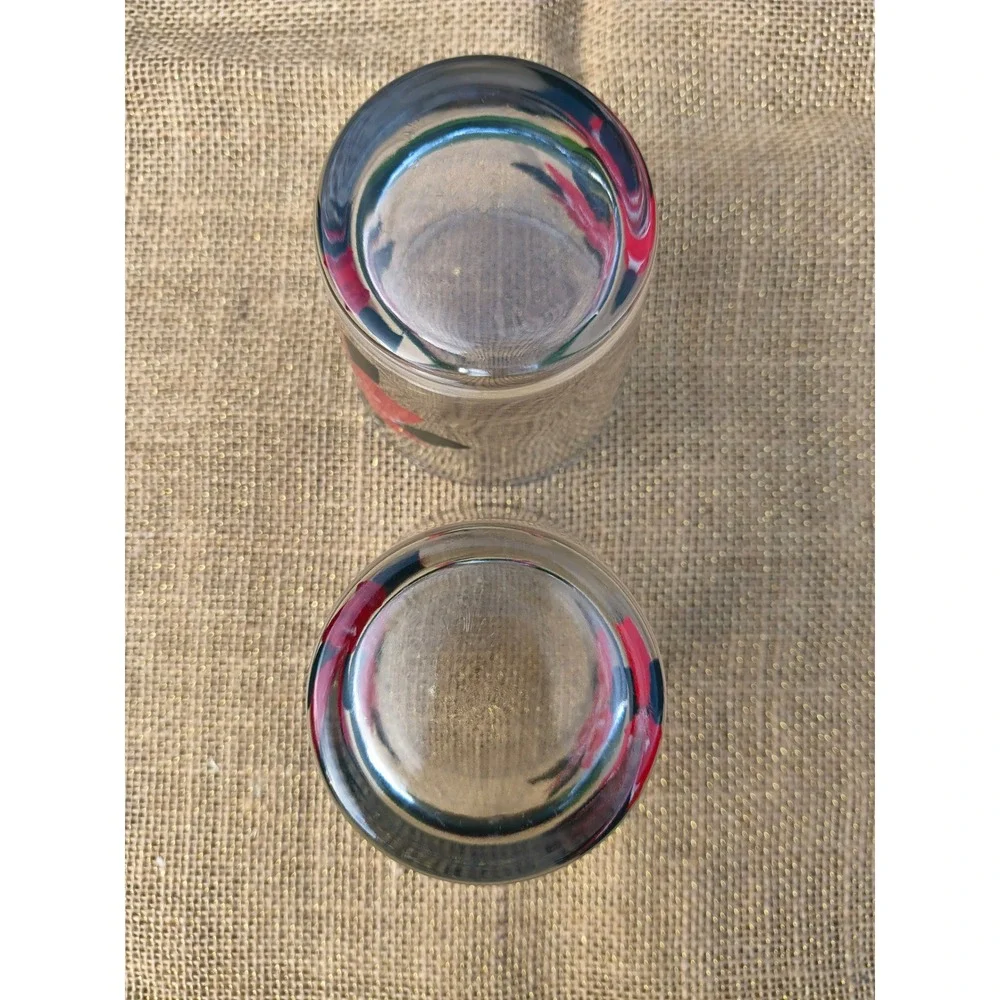 Vintage Anchor Hocking Christmas Poinsettia Rocks Glasses Set 2 Holiday Lowball